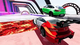 Mercedes Cars VS LAVA RAMP - Epic High Speed Car Ramp Jumps #7 BeamNG Drive