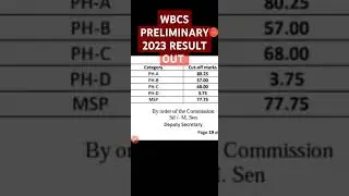 WBCS 2023 Result Out