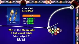 Moonlight 9 Ball Event 🔥 15 Wins + Cue 1000 Max + Avatar Tasks 8 Ball Pool