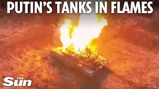 Russian tanks explode into flames as Ukrainian drones hunt down enemy targets on frontline