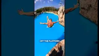 Pro vs beginner front flip in swimming pool Blue Tree Phuket