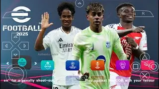 eFOOTBALL PES 2025 PPSSPP Download game MEDIAFIRE PES 2025 PPSSPP new kits 25& Full transfer graphic