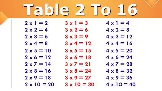 2 se lekar 16 Tak pahada || Table Of 2 To 16 || 2 to 16 Table || Multipliction table 2 to 16