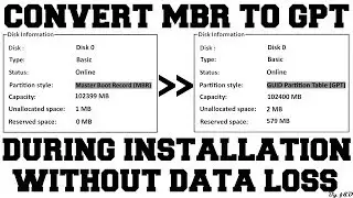 Convert MBR to GPT during windows installation without data loss using GDISK