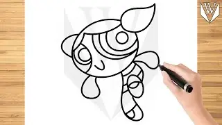 How to draw BUBBLES The Powerpuff Girls Step by step Tutorial | Free Download Coloring Page