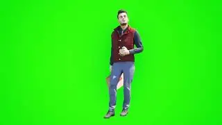 man walking white shop bag front side green screen realistic 3D🔔 people rendering