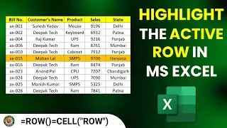 Highlight the active row in excel | Row highlight formula | You know should