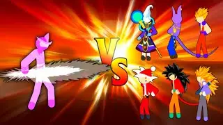 Stickman Warriors Fight - Suke Susanoo vs Goran, Beerus, Whis, Goku Christmas, Goku SSJ4 #2