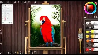 Digital Painting Tutorial : Colorful Parrot With ‎Realistic Paint Studio