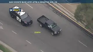 Police pursuit ends with flipped car after 3 PIT maneuvers | ABC7