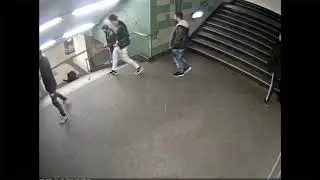 chav kicks women down subway stairs