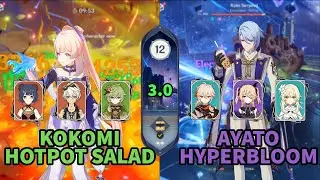 Kokomi Salad Hotpot Burgeon and Ayato Hyperbloom - Genshin Impact Abyss 3.0 - Floor 12 9 Stars