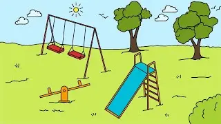 Park drawing | how to draw park | Park drawing for kids | Park playground drawing easy