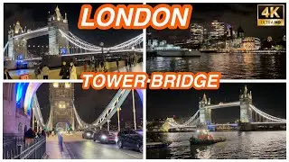 London Bridge Night Walking Tour 2024 / Walking London At Night / walkthrough 4K