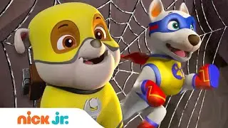Superhero Rubble Saves Bunnies From Spider Web w/ PAW Patrol Skye! | Rubble & Crew