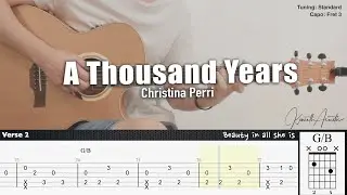 A Thousand Years - Christina Perri | Fingerstyle Guitar | TAB + Chords + Lyrics