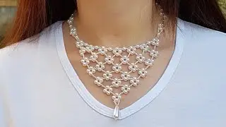 Necklace CORNER/Beaded necklace/Pearl necklace/Diy/Beaded/Жемчужное колье своими руками/Tutorial