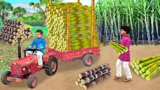 Mini Tractor Pulling Heavy Sugarcane Load Hindi Kahani Hindi Moral Stories New Funny Comedy Video