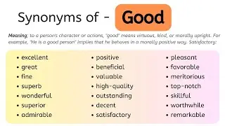 Synonyms Of Good, Good Synonyms Words List, Meaning & Example Words #vocabulary #synonyms