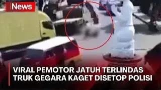 Viral Pemotor Jatuh Terlindas Truk Gegara Kaget Disetop Polisi