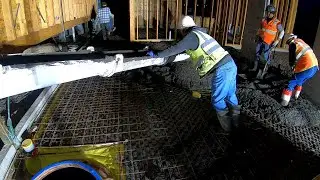 Concrete Slab Poured over Radiant Heat System | Construction Timelapse