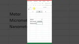 Convert Meter into Nanometer in Microsoft Excel #nanometer #excel #shorts