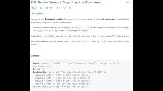 Solving Leetcode:  Shortest Distance to Target String in a Circular Array