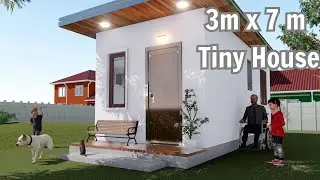 Small Tiny house design 3m x 7m stunning  design in SketchUp 1bedroom, bath, WC, Kitchen, living