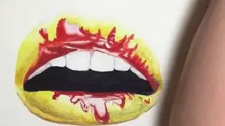Рисуем губы акварелью
