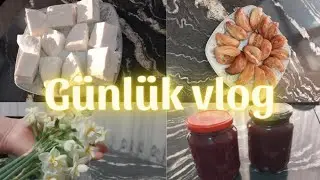 Günlük vlog●Xəstə halımla nələr etdim●İlk defe pendir hazırladım●Dilbər dodağı tatlısı●Nar turşusu●