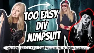 DIY a Classic Jumpsuit from 2 items in your closet: Easy Sewing Refashion Tutorial