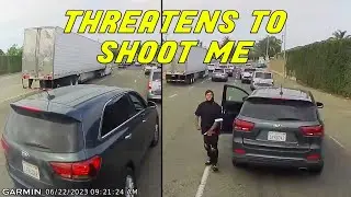 RAGER BLOCKS TRAFFIC AND TRIES TO OPEN DRIVERS DOOR | Road Rage USA & Canada