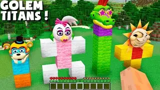 THIS is GIANT GOLEM Spawn of FNAF FREDDY GLAMROCK & CHICA & MONTY & SUN in Minecraft ! GAMEPLAY