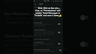 How to disable Send Message in Threads permission in a role in Discord Mobile #roduz #discord #howto