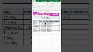 Calculating total working hours using excel | Find working hours in Excel #excelshorts #exceltip