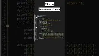 Determinant of 3*3 matrix | 2d array | #shorts #clanguage