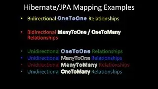 hibernate/jpa mapping examples,oneToOne,manyToone,manyTomany,oneTomany