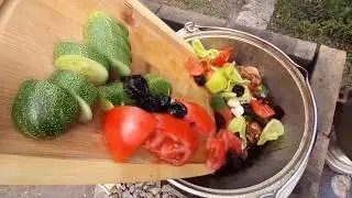 Казан мангал мясо с овощам