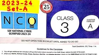 Class 3 Cyber Olympiad 2023-24 Set A answer key | SOF cyber Olympiad question paper| SOF NCO Grade 3