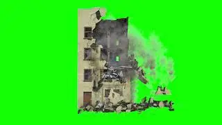 [4K] Building Collapsing - Green Screen