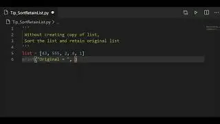 Python tip - Sort and Retain original list without creating copy #shorts