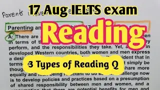 IELTS Reading tips and tricks| 17Aug 2024 ielts exam Reading answers | ielts exam Reading tips