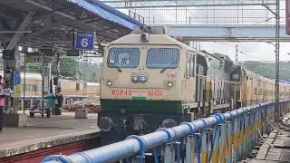 Nilambur Kottayam Express arriving Shornur Junction behind GOC WDP4D locomotive