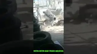 detik-detik Ban truk  meledak  