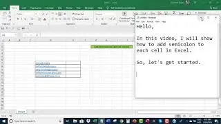 Add semicolon to each cell in Excel