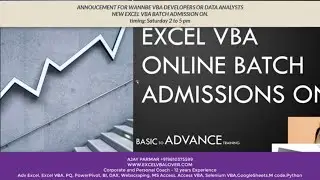 Upcoming VBA Online Batch Starting - Admissions on