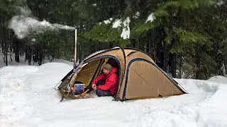 Solo Hot Tent Camping Deep in Idaho Forest | Rain Sounds