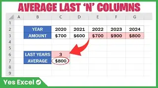 Average Last n Columns in Excel