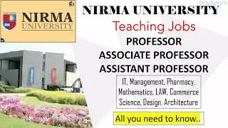 Job Vacancy at Nirma University | Professor Job, Assistant  Professor Job, Associate Professor Job