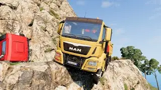 Truck vs Cliff Roads|Cars vs Cliff Roads|Bus Cliff Drops - Beamng Drive #7